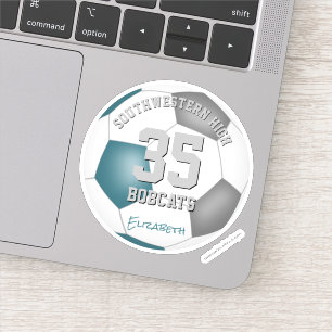 Blauwgroen grijs team kleuren kinder voetballer sticker