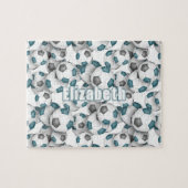 blauwgroen grijs team kleuren meisjes jongens voet legpuzzel (Horizontaal)