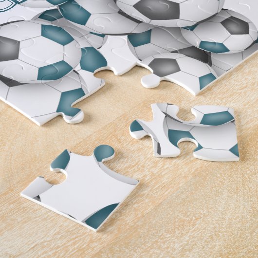 blauwgroen grijs team kleuren meisjes jongens voet legpuzzel (Zijkant)