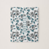 blauwgroen grijs team kleuren meisjes jongens voet legpuzzel (Verticaal)