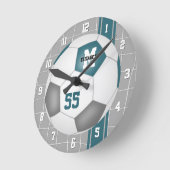 blauwgroen grijs team kleuren varisiteit streept v ronde klok (Hoek)