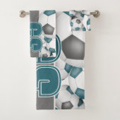 blauwgroen grijs team kleuren Veel voetballen spor Bad Handdoek (Insitu)