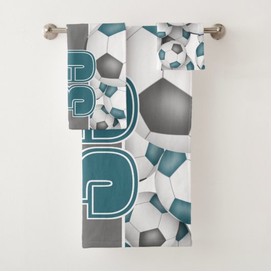 blauwgroen grijs team kleuren Veel voetballen spor Bad Handdoek (Insitu)
