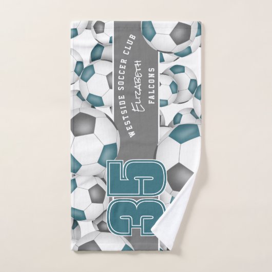 blauwgroen grijs team kleuren Veel voetballen spor Bad Handdoek (Handdoek)