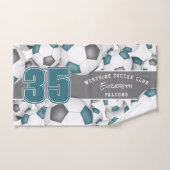 blauwgroen grijs team kleuren Veel voetballen spor Bad Handdoek (Handdoek)