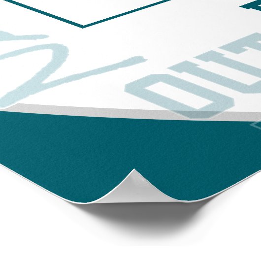 blauwgroen grijs team kleuren volleybal team foto poster (Hoek)