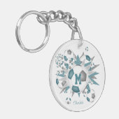 blauwgroen grijs voetbal blowout meisjes monogram sleutelhanger (Voorkant Links)