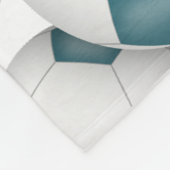 blauwgroen grijs voetballen patroon monogram fleece deken (Hoek)