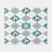blauwgroen grijs voetbalteam kleuren argyle-patroo fleece deken (Voorkant (Horizontaal))