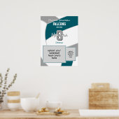 blauwgroen grijs volleybal team kleuren herdenking poster (Keuken)