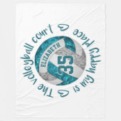 blauwgroen grijs volleybalhof, gelukkig plaats aan fleece deken (Voorkant)