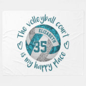 blauwgroen grijs volleybalhof, gelukkig plaats aan fleece deken (Voorkant (Horizontaal))