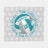 blauwgroen grijs volleybalhof mijn gelukkige plaat fleece deken (Voorkant (Horizontaal))