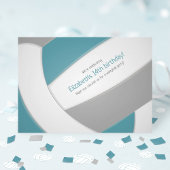 blauwgroen grijs volleybaljongerenverjaardagsteam kaart