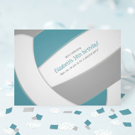 blauwgroen grijs volleybaljongerenverjaardagsteam kaart