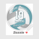 blauwgroen grijs volleybalspeler meisjes jongens t sticker (Vel)