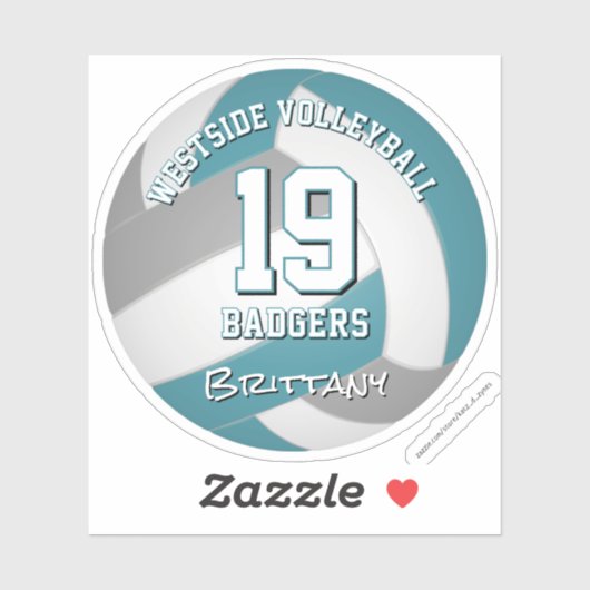 blauwgroen grijs volleybalspeler meisjes jongens t sticker (Vel)