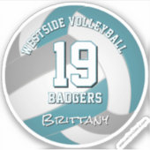 blauwgroen grijs volleybalspeler meisjes jongens t sticker (Voorkant)