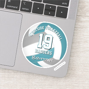 blauwgroen grijs volleybalspeler meisjes jongens t sticker