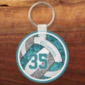 blauwgroen grijs volleybalzak voor volleybalmeisje sleutelhanger (Voorkant)