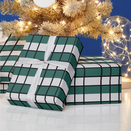 Blauwgroen grijs zwart geruit cadeaupapier (Feestdagen)