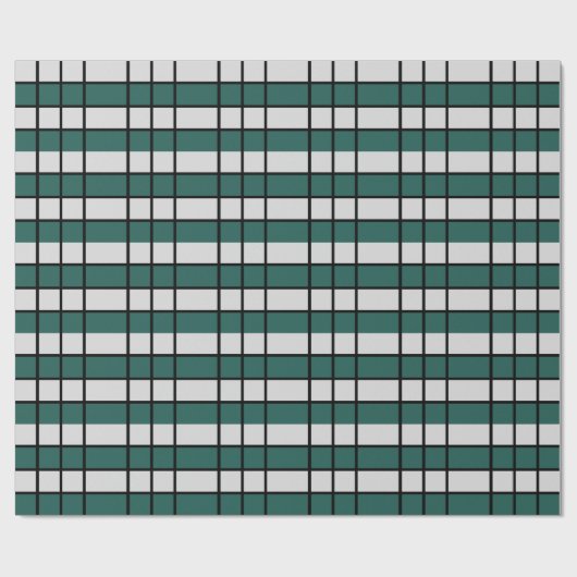 Blauwgroen grijs zwart geruit cadeaupapier (Vlak)