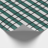 Blauwgroen grijs zwart geruit cadeaupapier (Hoek)