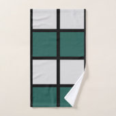 Blauwgroen grijs zwart geruit patroon bad handdoek (Handdoek)