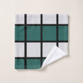 Blauwgroen grijs zwart geruit patroon bad handdoek (Wasdoekje)