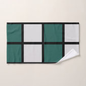 Blauwgroen grijs zwart geruit patroon bad handdoek (Handdoek)