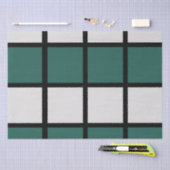 Blauwgroen grijs zwart geruit patroon tissuepapier (Craft)