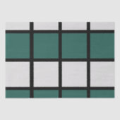 Blauwgroen grijs zwart geruit patroon tissuepapier (Voorkant)