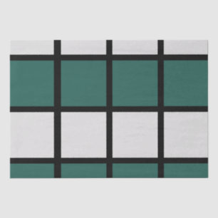 Blauwgroen grijs zwart geruit patroon tissuepapier