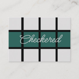 Blauwgroen grijs zwart geruit patroon visitekaartje