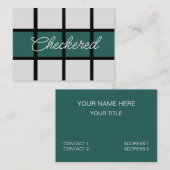 Blauwgroen grijs zwart geruit patroon visitekaartje (Voorkant / Achterkant)