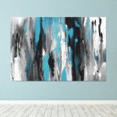 Blauwgroen grijs zwart-wit Abstract Canvas Afdruk (Insitu (Houten vloer))