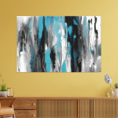 Blauwgroen grijs zwart-wit Abstract Canvas Afdruk (Insitu (Woonkamer))