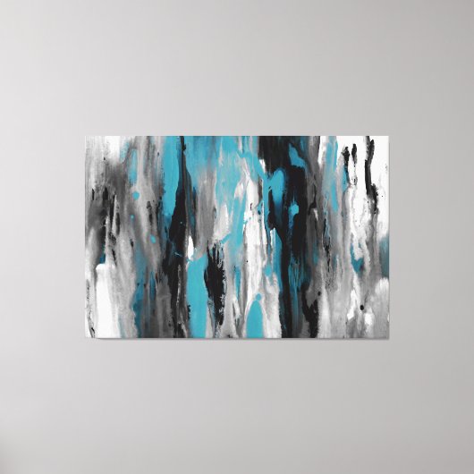 Blauwgroen grijs zwart-wit Abstract Canvas Afdruk (Voorkant)
