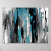 Blauwgroen grijs zwart-wit Abstract Poster (Voorkant)