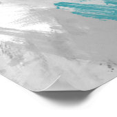 Blauwgroen grijze Abstracte matige penseelstreken Poster (Hoek)