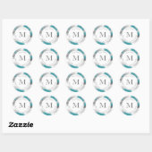 Blauwgroen grijze Abstracte penseellabels Ronde Sticker (Vel)