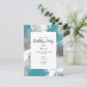 Blauwgroen grijze Abstracte penseelstreken Kaart (Staand voorkant)