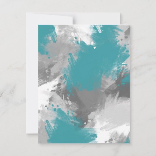 Blauwgroen grijze Abstracte penseelstreken Kaart (Achterkant)
