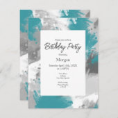 Blauwgroen grijze Abstracte penseelstreken Kaart (Voorkant / Achterkant)