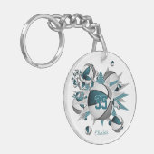 blauwgroen grijze basketballen sterren kopen 1 of  sleutelhanger (Voorkant Links)