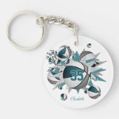 blauwgroen grijze basketballen sterren kopen 1 of  sleutelhanger (Voorkant)