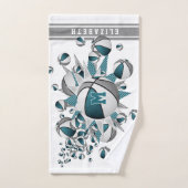 blauwgroen grijze basketballen sterren meisjes mon handdoek (Handdoek)