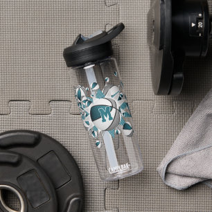 blauwgroen grijze basketballen sterren meisjes mon waterfles