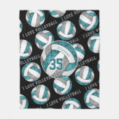 blauwgroen grijze blanke meisjes houden van volley fleece deken (Voorkant)