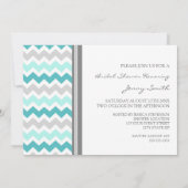 Blauwgroen grijze Chevron Bridal-showkaarten Kaart (Achterkant)